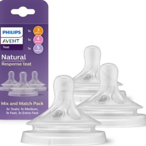 Avent Natural à Réponse Naturelle Lot de 3 Tétines Mix & Patch – Débit (1m+, 3m+, 6m+)