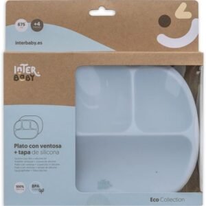 Interbaby Assiette avec couvercle et ventouse en silicone