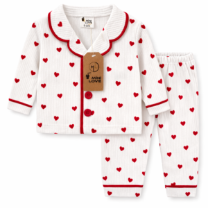 Pyjama coton Mini Love coeur rouge