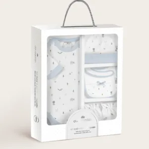 COFFRET BÉBÉ 5 PIÈCES ANIMAUX RENARD - Bleu bébé
