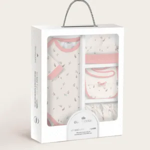 ENSEMBLE BÉBÉ 5 PIÈCES FLEURS BOTANIQUES - ROSE BÉBÉ