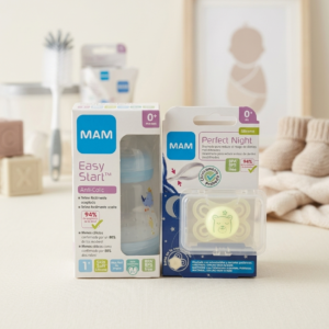 Coffret Naissance MAM : Biberon Anti-Colique & Sucette (0 Mois+)